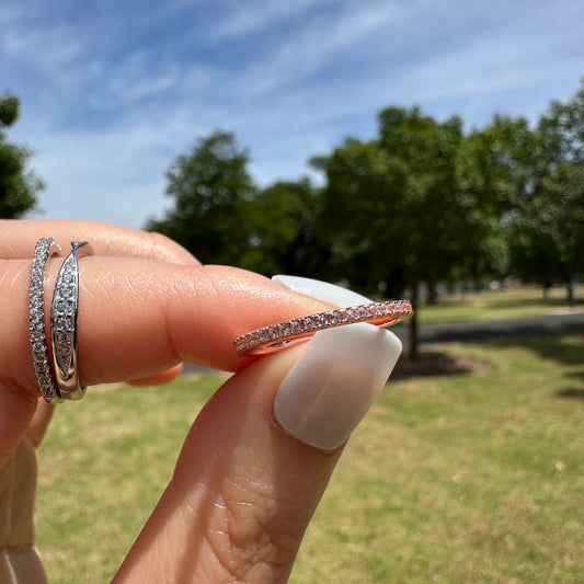 Shiny Rose Gold Plated Moisannite Band Ring